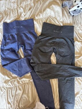 NVGTN High-Waist Leggings in Blue and Gray